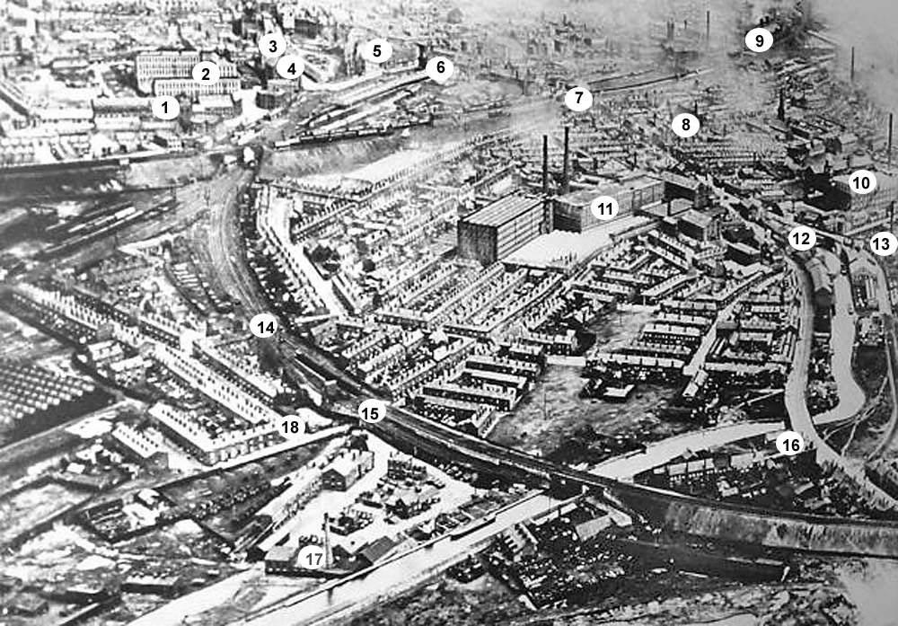 Wallgate, aerial photo with annotations. Wallgate, aerial photo with annotations.