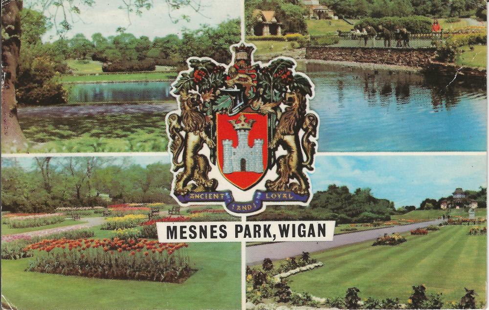50 years on-Postcard from Mesnes Park, Wigan 50 years on-Postcard from Mesnes Park, Wigan