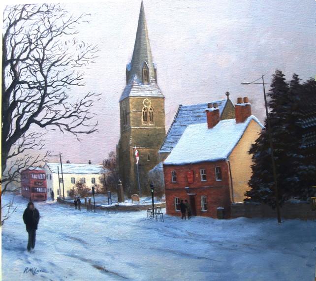 Bird ith hand'  Pub Hindley Snow (Painting)