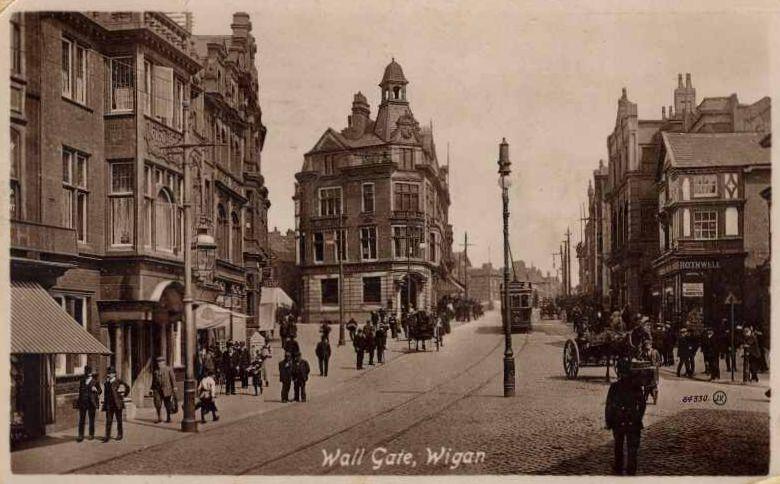 Wallgate, Wigan. Scanned from an old postcard. Wallgate, Wigan. Scanned from an old postcard.