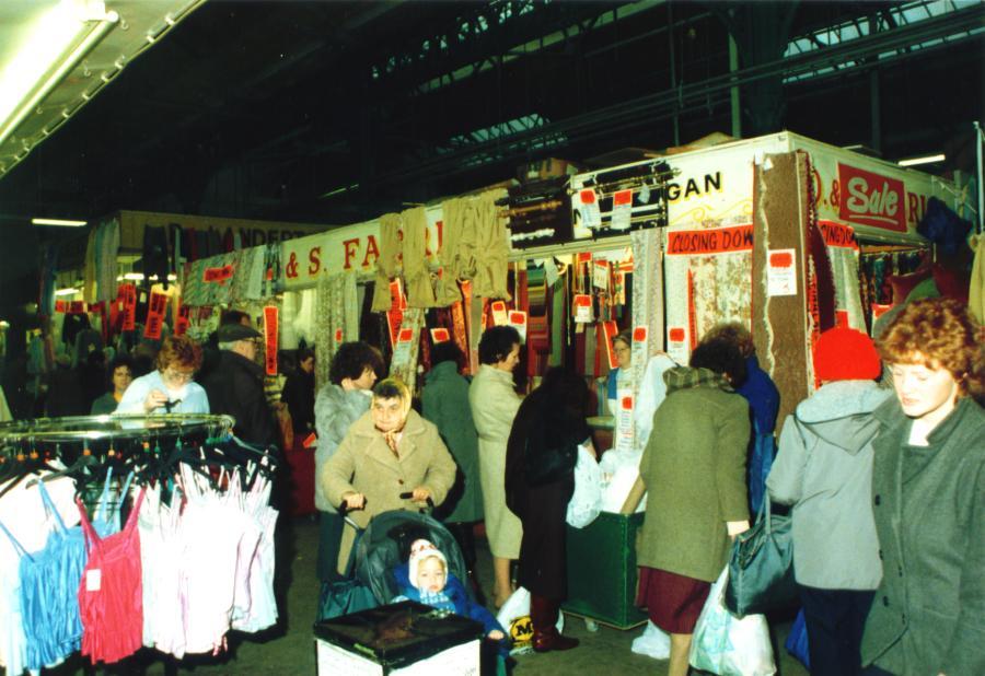 Inside Wigan Market Hall on the last day of trading.