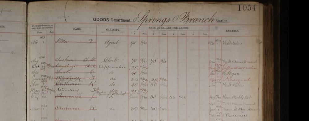 Springs Branch Goods Depot staff 1860/70s