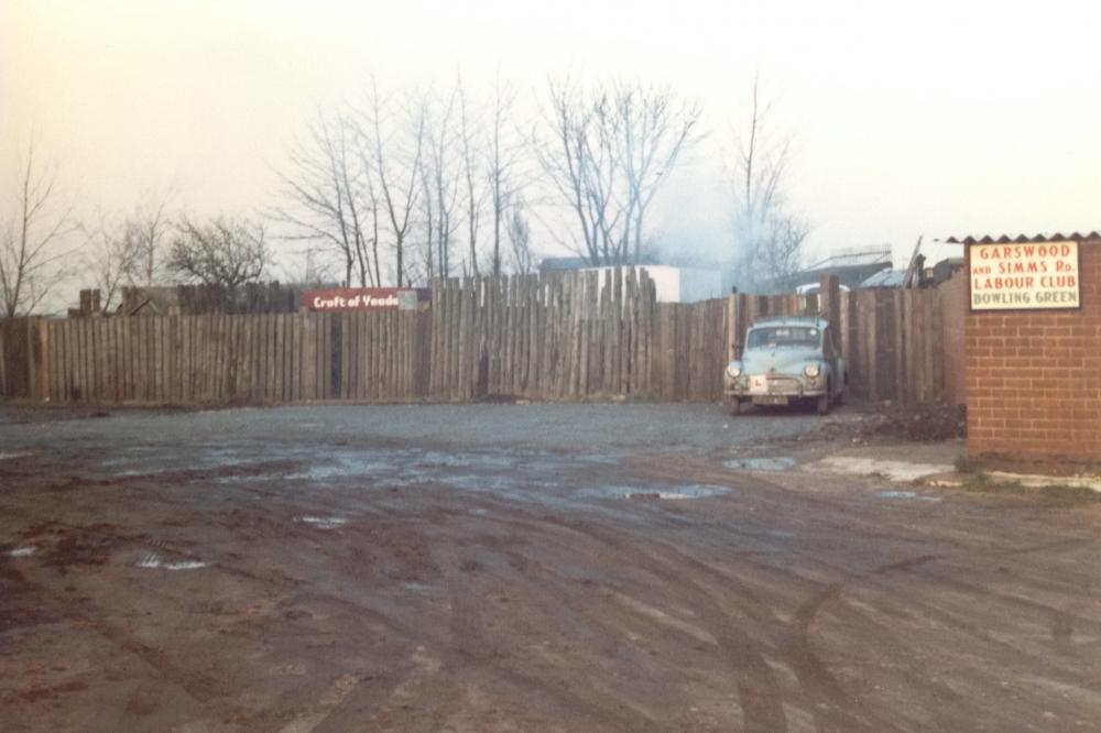 Labour club car park and entrance to bowling green.