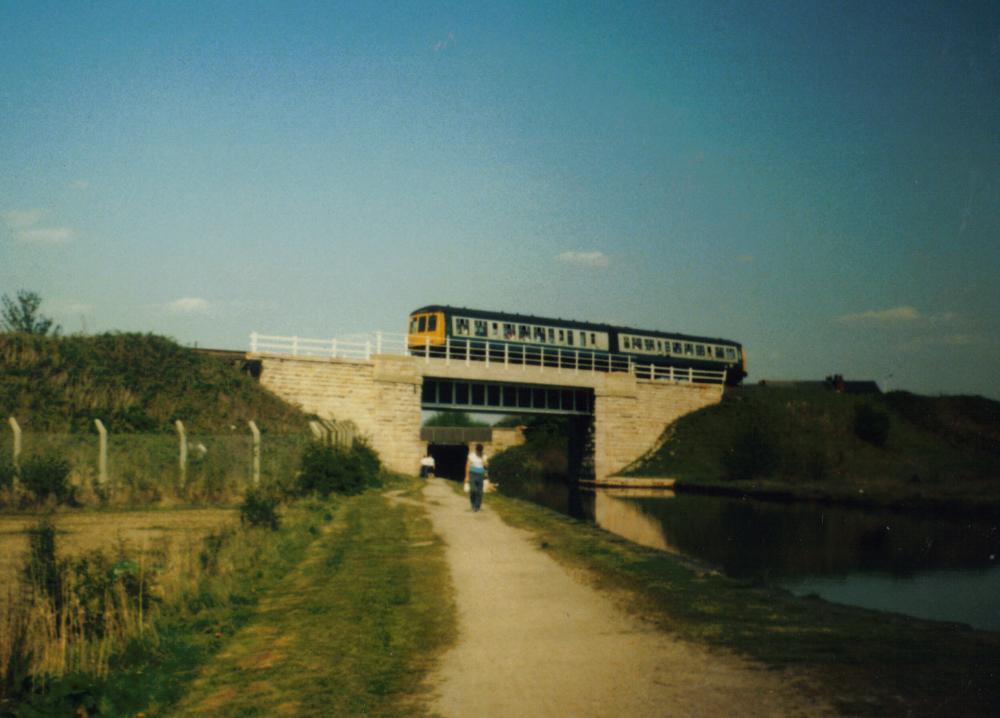 2 car DMU passing over L&L Canal 6th May 1989 2 car DMU passing over L&L Canal 6th May 1989