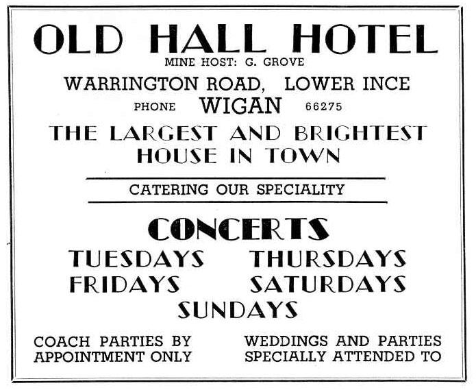 1950s advert for the Hall of Ince Hotel 1950s advert for the Hall of Ince Hotel