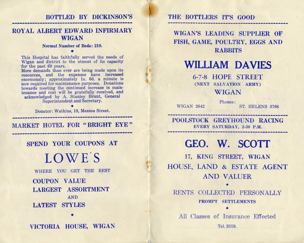 Programme for concert at the RITZ cinema. Jan 10th 1943