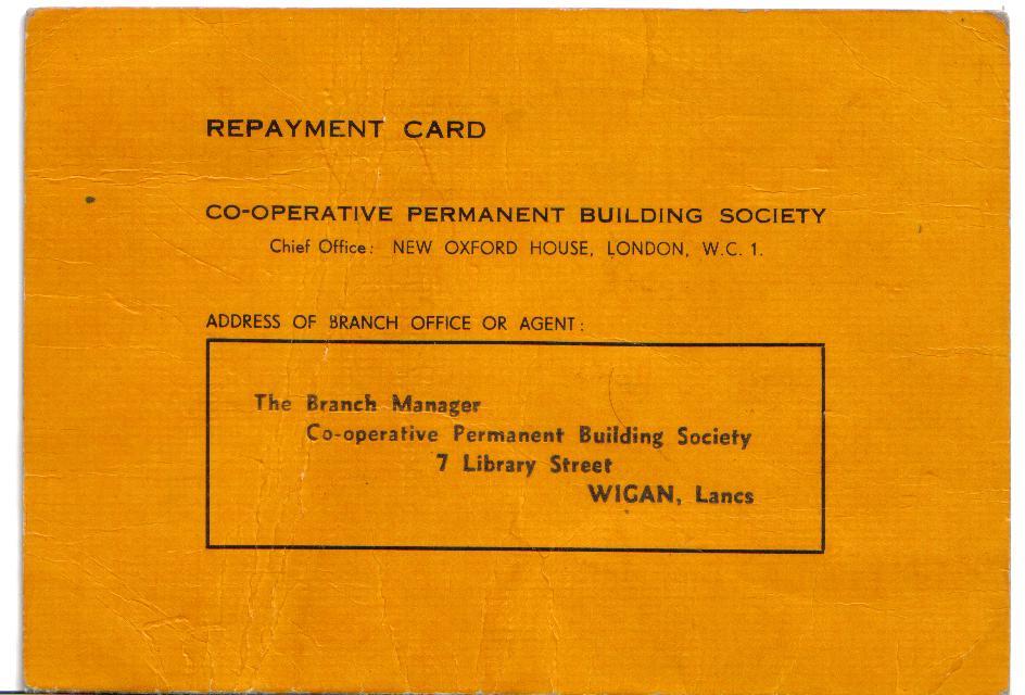 repayment card  for co-operative  Permanent Building Society