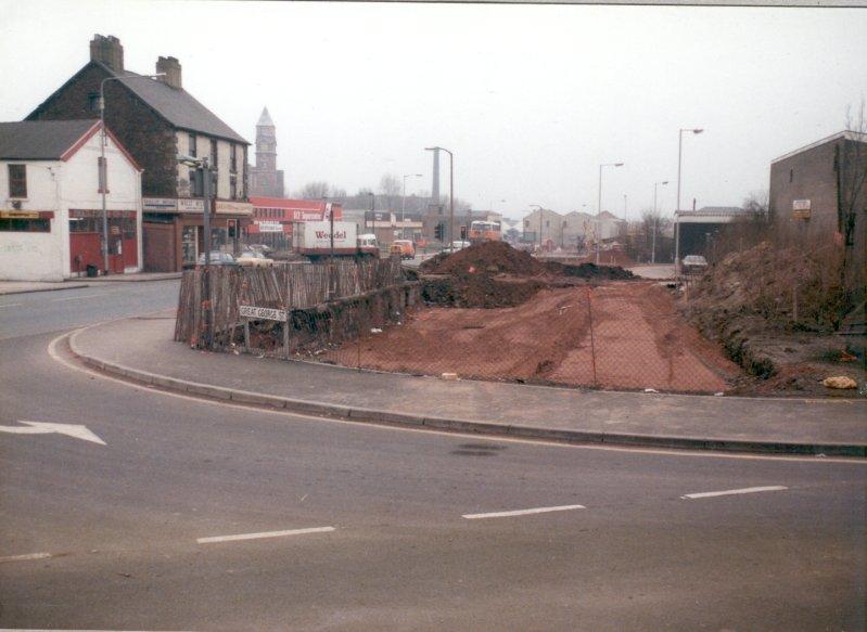 Road construction, Wallgate, c1980. Road construction, Wallgate, c1980.