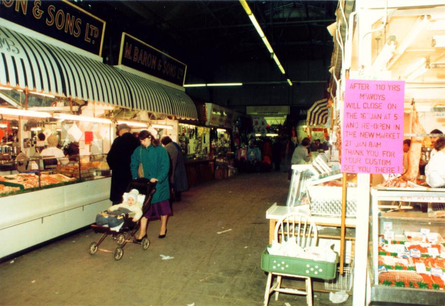 Inside Wigan Market Hall on the last day of trading.