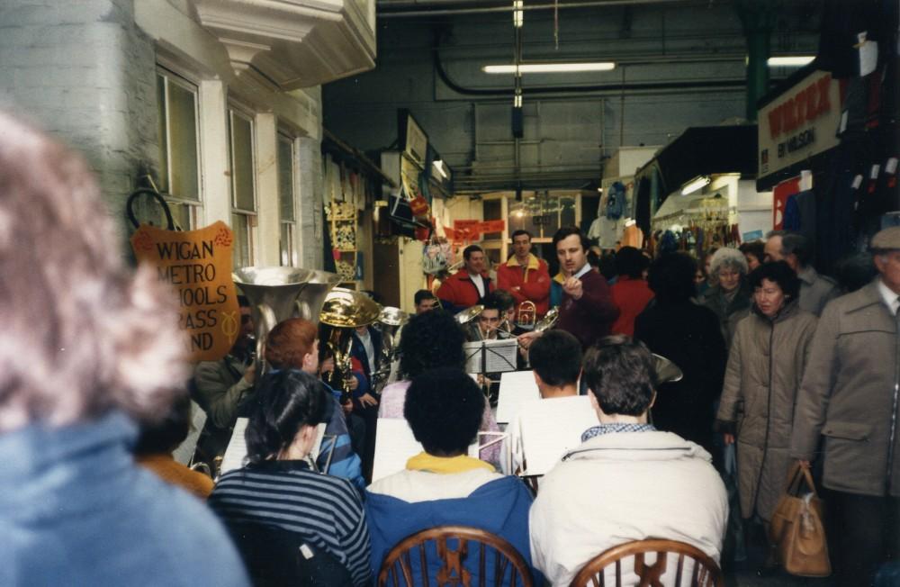 Inside Wigan Market Hall on the last day of trading.