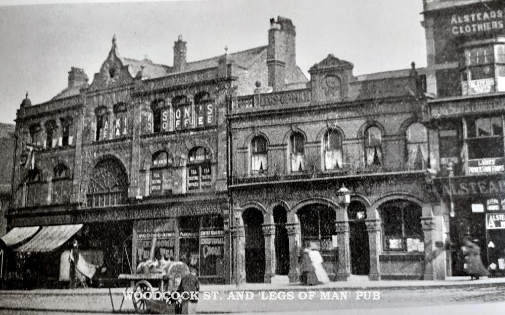 WOODCOCK STREET AND 'LEGS OF MAN' PUB.