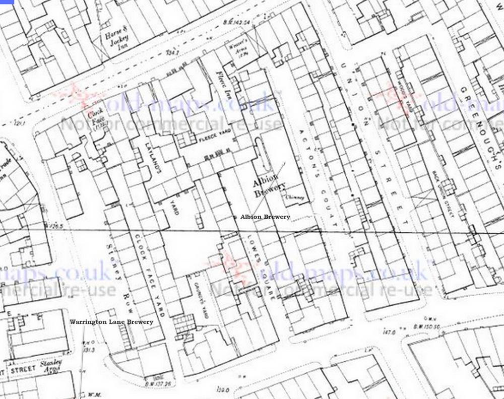 MAP SHOWING THE ALBION BREWERY