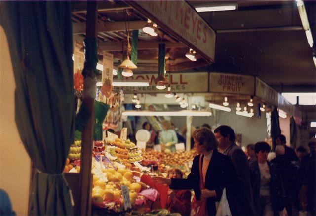 One of the veg stalls in Old Market Hall Wigan One of the veg stalls in Old Market Hall Wigan