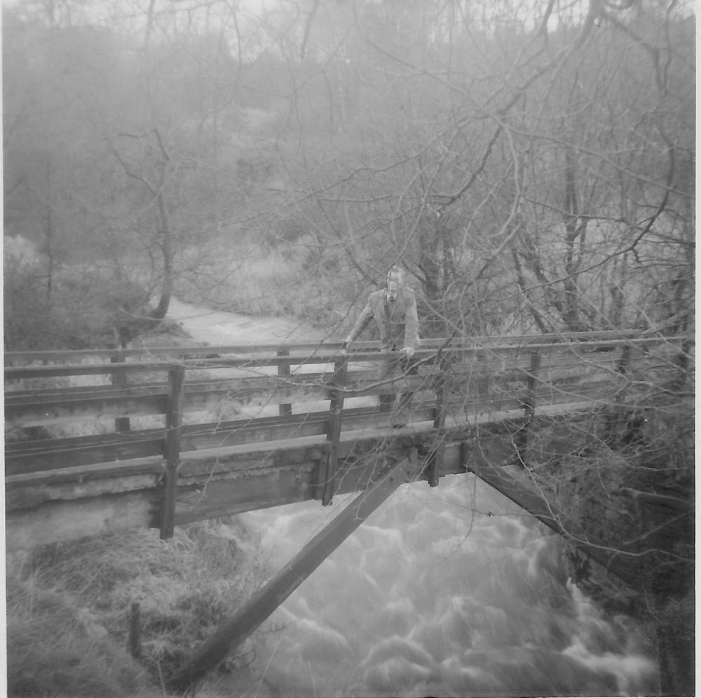 Footbridge over the Douglas close to Arley Hall. 13-12-1964.