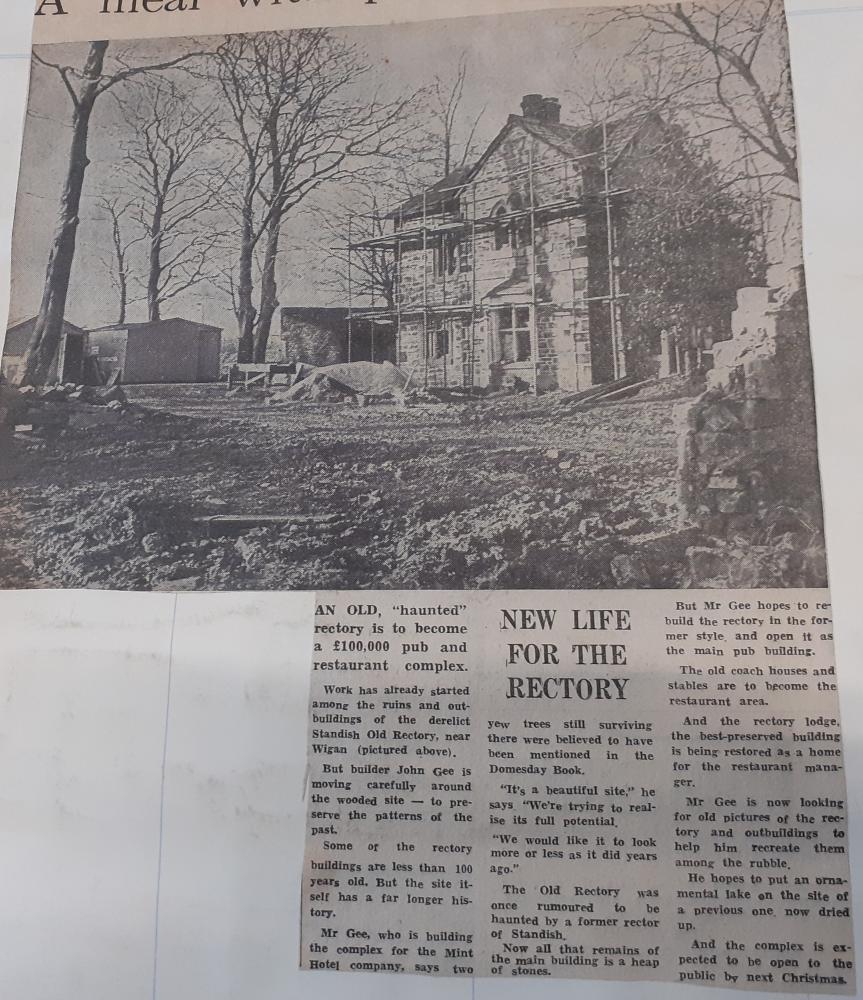 Newspaper Cutting REFURBISHMENT STANDISH RECTORY