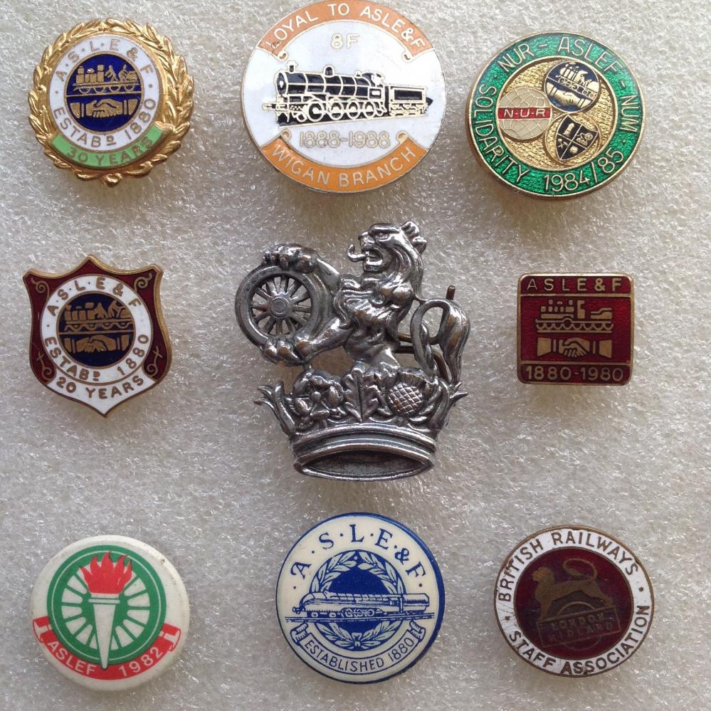 Jimmy Lonesome's A.S.L.E.F. badges. Jimmy Lonesome's A.S.L.E.F. badges.