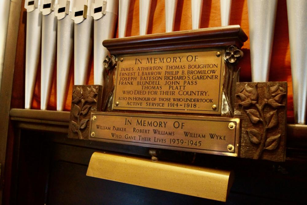 War Memorial plaques, Hindley Unitarian Church