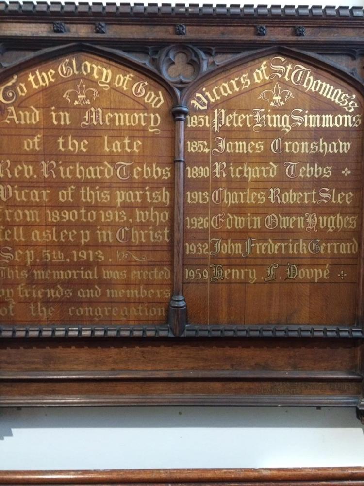 The Incumbent of vicars for St Thomas’s Church The Incumbent of vicars for St Thomas’s Church