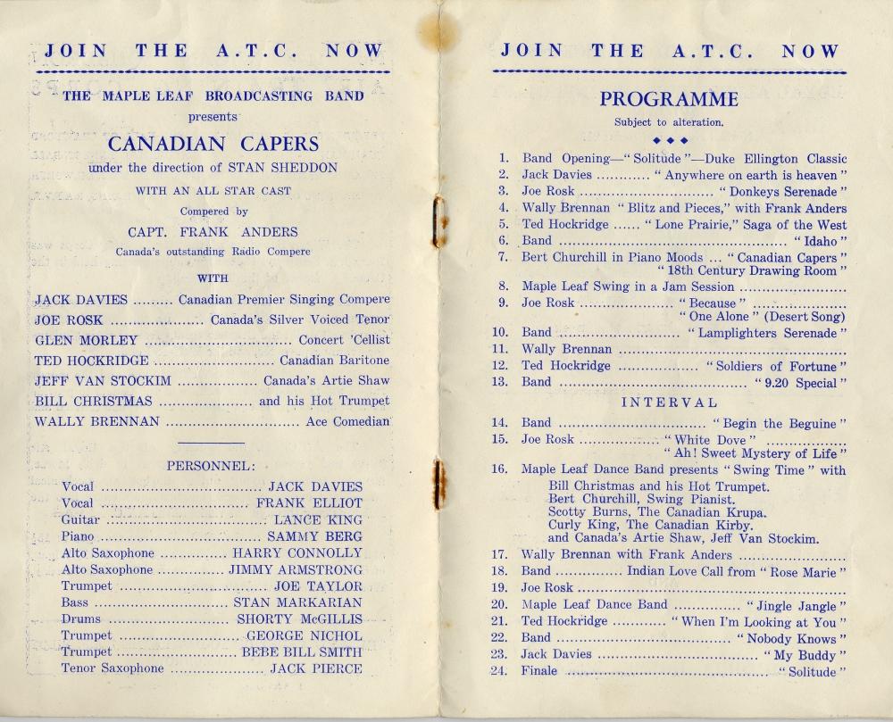 Programme for concert at the RITZ cinema. Jan 10th 1943 Programme for concert at the RITZ cinema. Jan 10th 1943