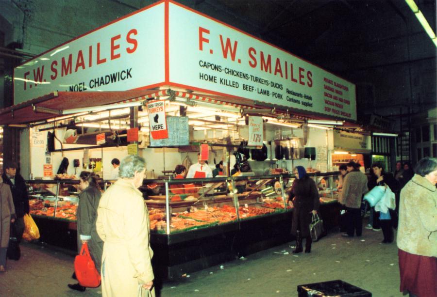 Inside Wigan Market Hall on the last day of trading.