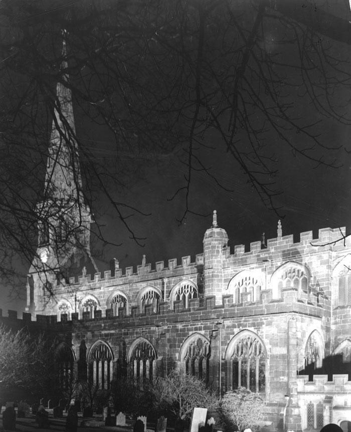 St Wilfrid's Church floodlit