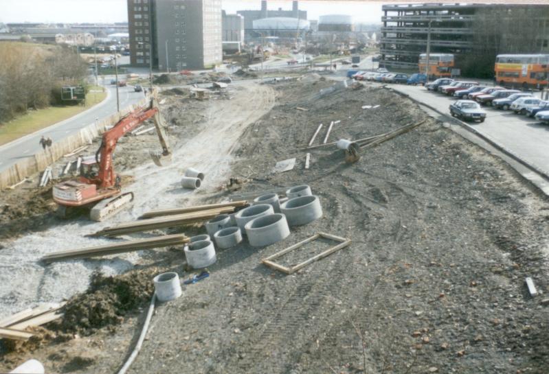 Riverway, road construction.