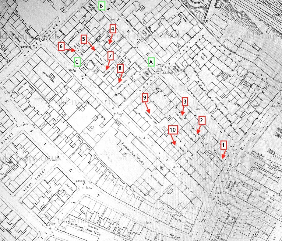 Wigan Yards in part of the Queen Street area 19th century