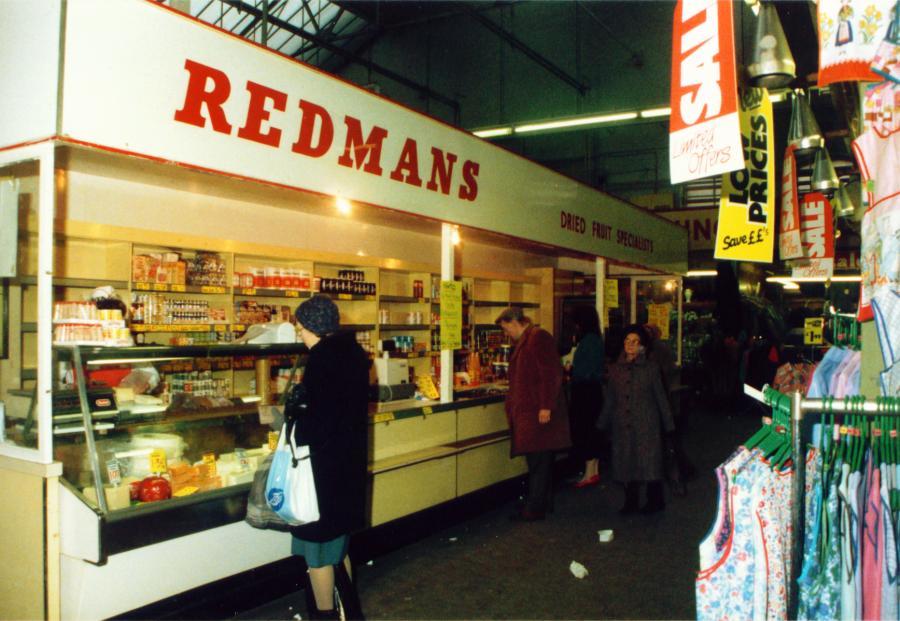 Inside Wigan Market Hall on the last day of trading.