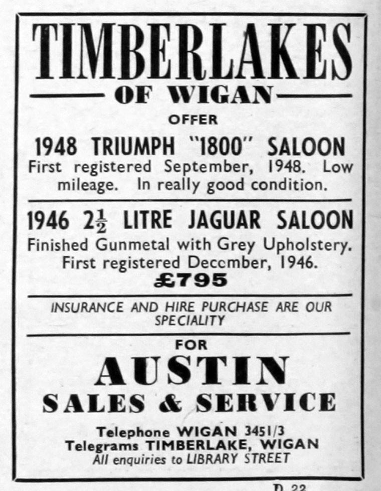 TIMBERLAKES ADVERT 1948