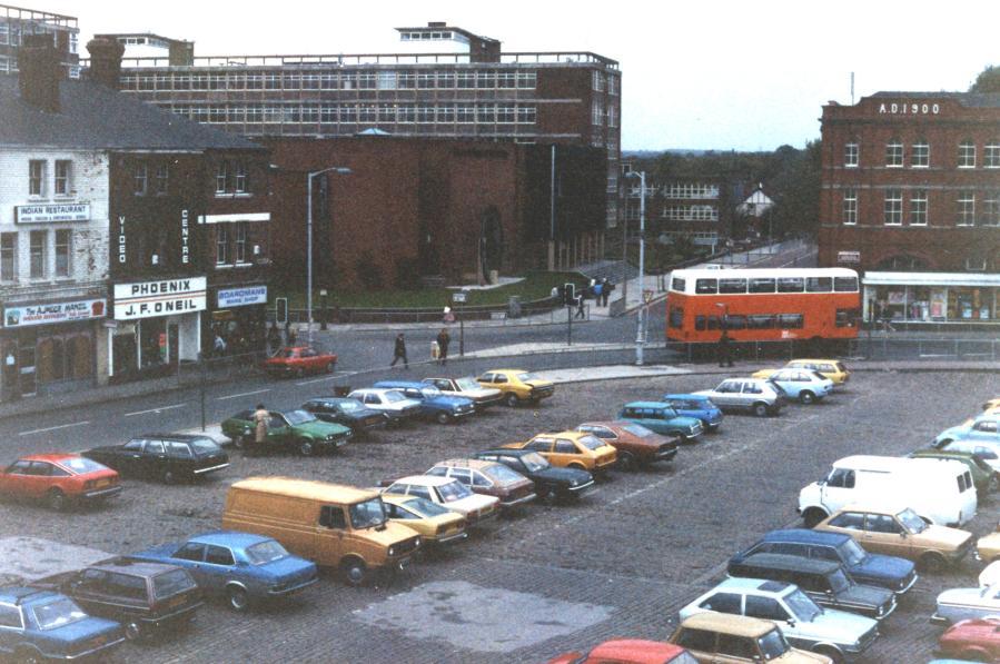 Market Square taken from roof of old Market Hall, 1980s.