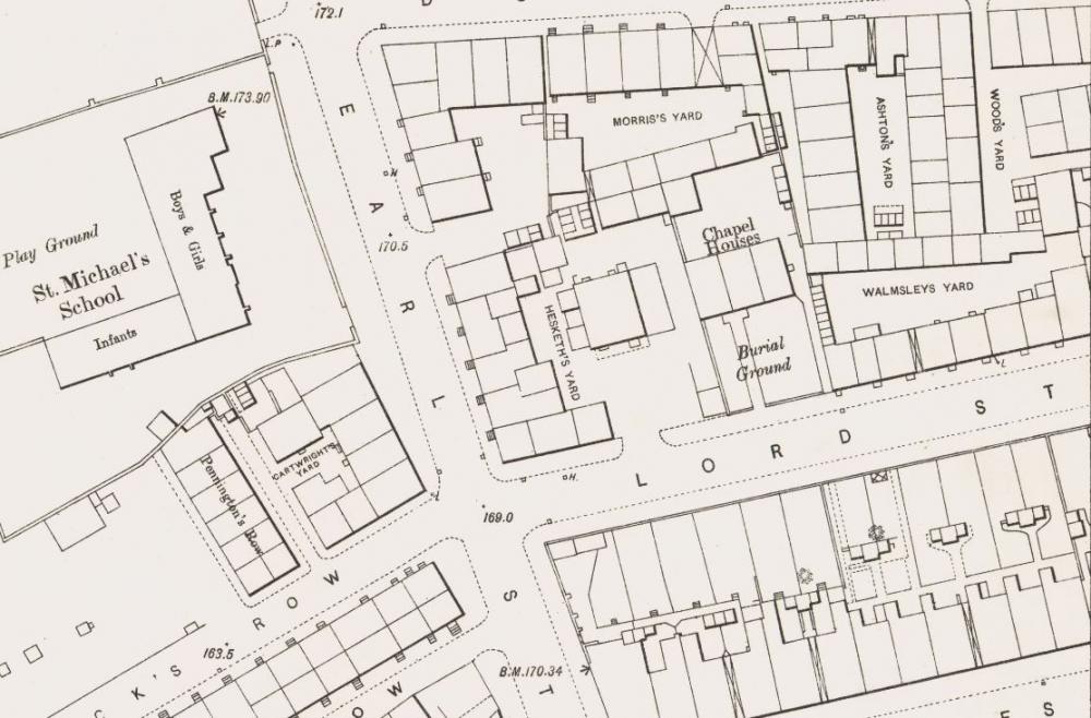 Map showing location of gravestone on Lord Street