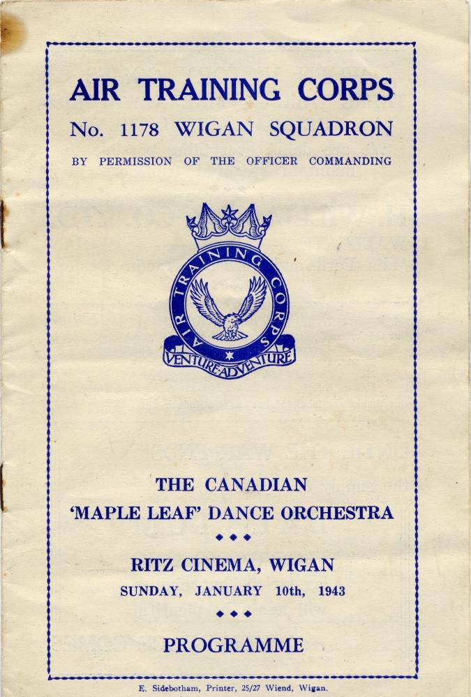 Programme for concert at the RITZ cinema. Jan 10th 1943