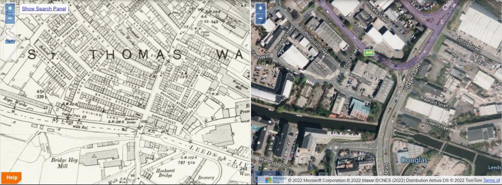 Driving Lane - Modern day map comparison 