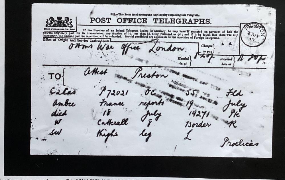 William Catterall Border Rgt. death William Catterall Border Rgt. death