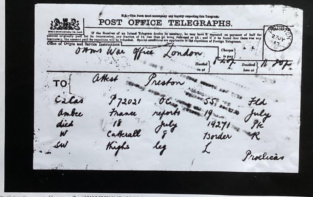 William Catterall Border Rgt.  death