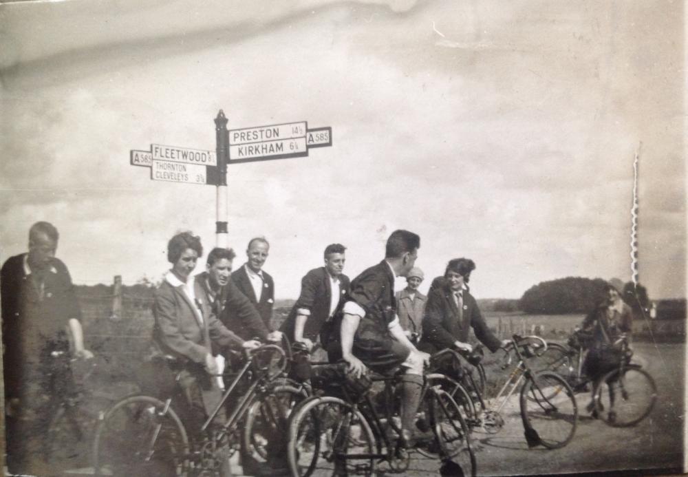 A group of cyclists on the Fylde in 1930 A group of cyclists on the Fylde in 1930