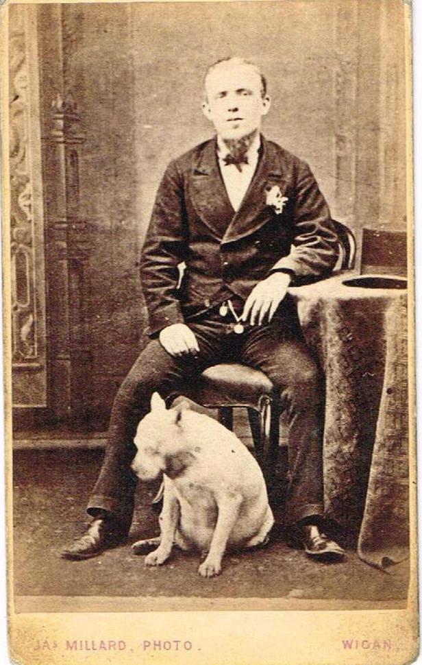 Unknown Wigan man with dog