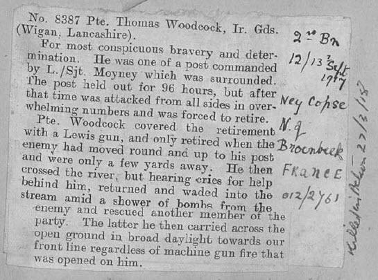 Thomas Woodcock VC - Citation