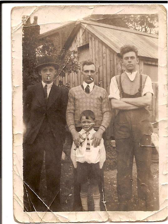 Thomas Charnock, Harry Lyon and Mr Heaton (father of Derek) Roy Charnock in foreground