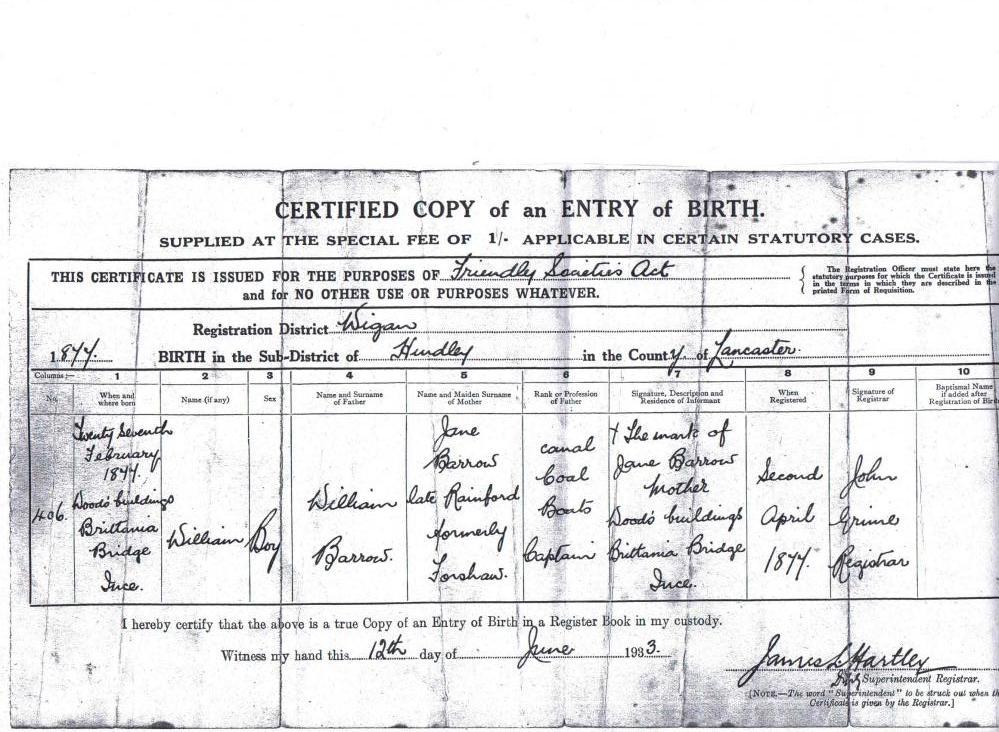 Barrow Birth Cert