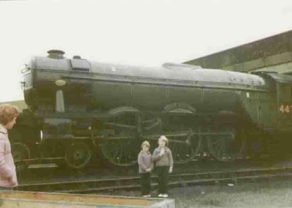 Jayne and Louise with Flying Scotsman circa 1980s