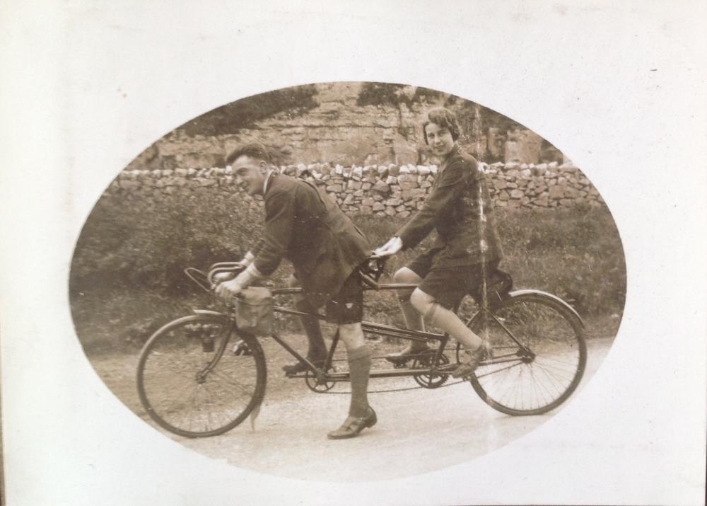 Mr and Mrs Jackson with tandem. 