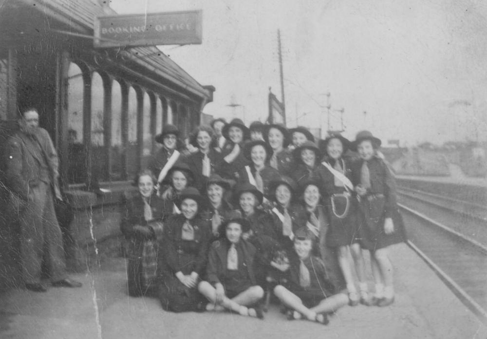 St Mary's Guides on their way to a hike, 1930s.