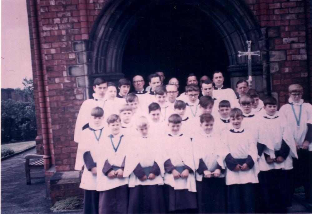 Choir outside south porch ? 1966 Choir outside south porch ? 1966