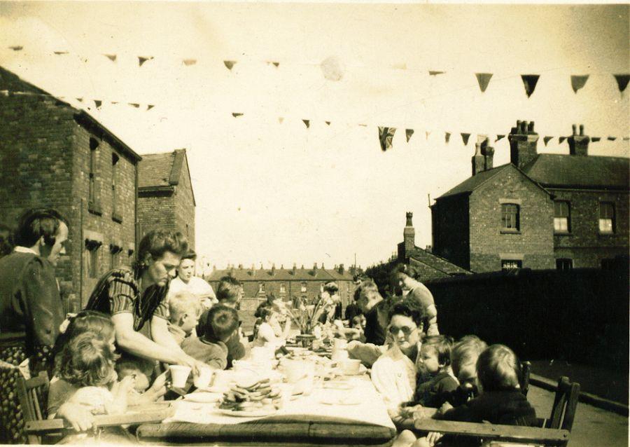 VE or VJ day in Millers Lane, Platt Bridge.