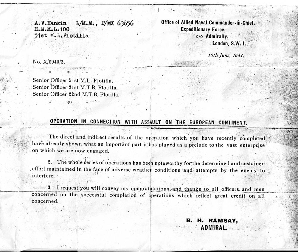 Operation In Connection With Assault On The European Continent 10th June 1944