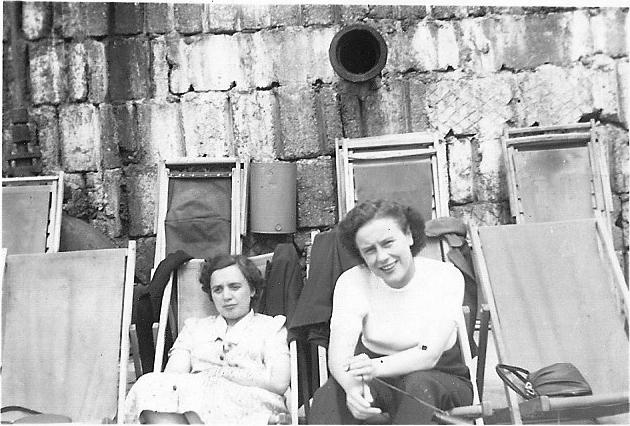 Mum Doreen and Friend Jean Relaxing  at  Boating Pool,  Blackpool circa 1955