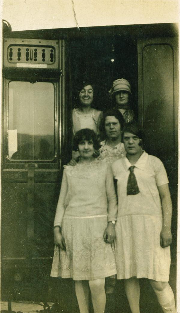 Trip? Margaret centre, with her friend Jane Moore (married name).