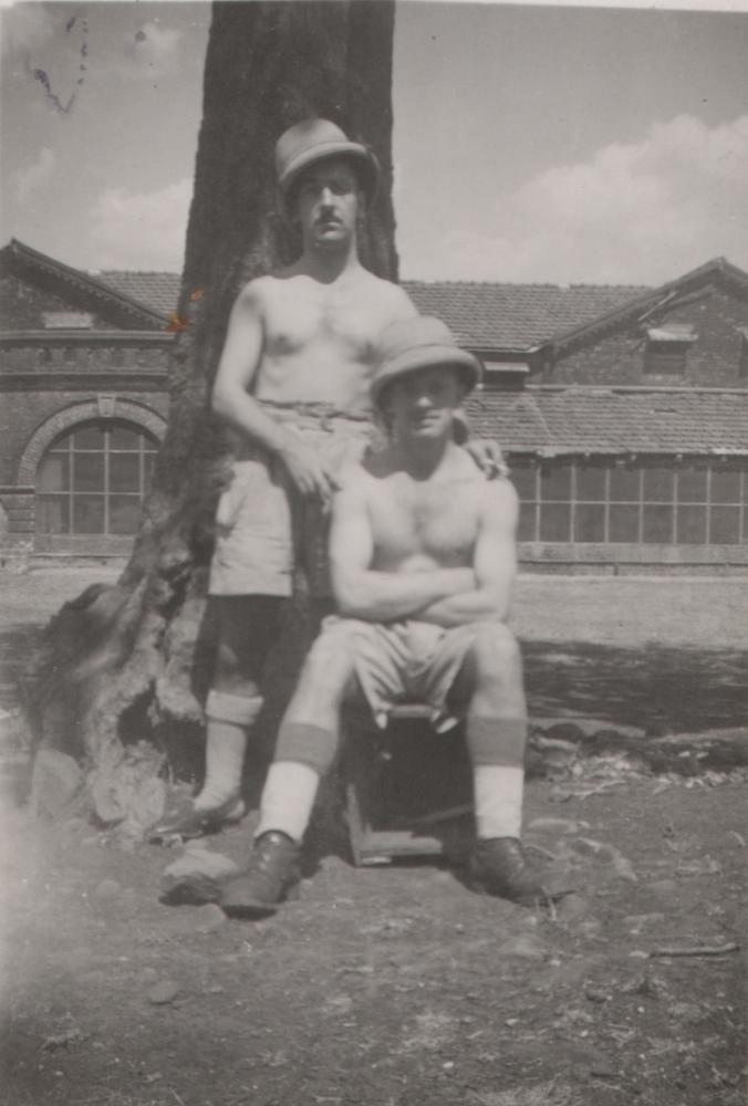 George Myers with a pal in The Manchester Regiment