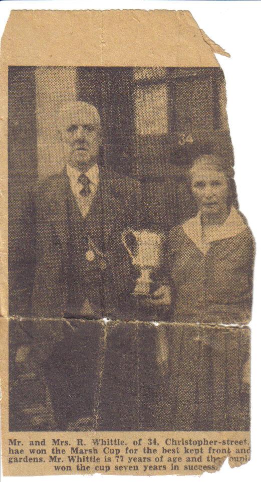 grandad and grandma with garden prize